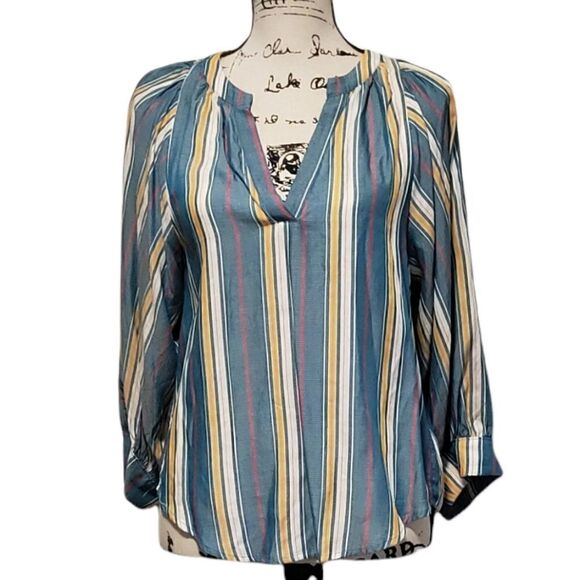 MAEVE ANTHRO ANTHROPOLOGIE Byron Striped Peasant Top Shirt XS Small Medium NWT - Picture 4 of 10